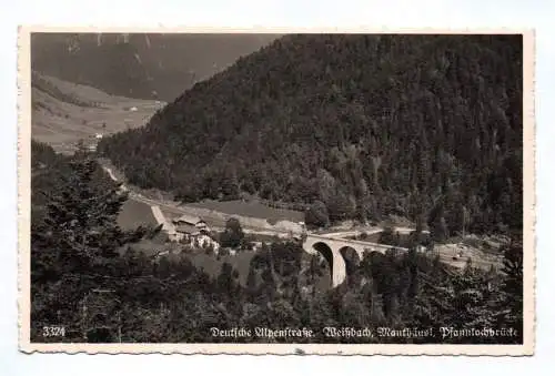 Foto Ak Deutsche Alpenstraße Weißbach Mauthäusl Pfannlochbrücke 1937