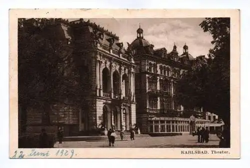 Ak Karlsbad Theater 1929 Böhmen
