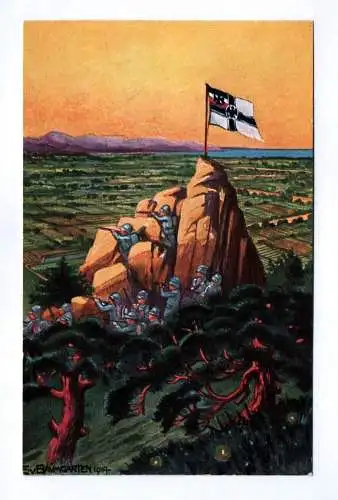 Künstler Ak Auf Beobachtungsposten vor Isingtau Soldaten am Berg