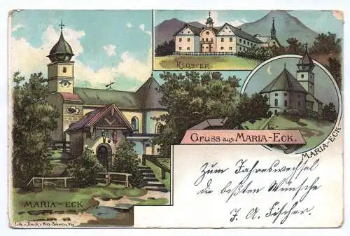 Litho Ak Gruss aus Maria-Eck 1899 Kloster