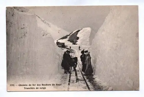 Ak Chemin de fer des Rochers de Naye Tranchee de neige 1912 Eisenbahn Pontrieux