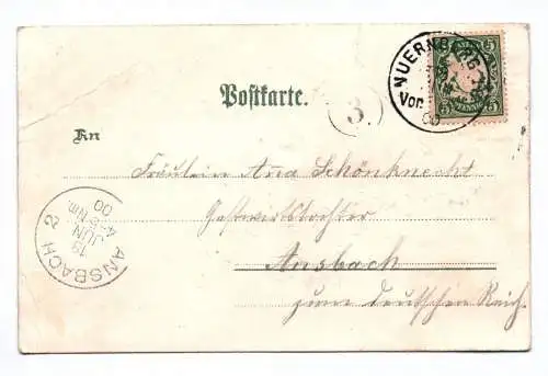 Litho Ak Gruss vom Dutzendteich Nürnberg 1900 Boote