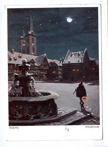 Künstler Ak Silvesternacht Kirche 1936