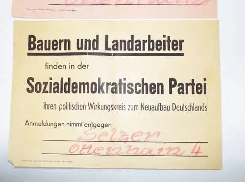 SPD Aushang 3 Stück Sozialdemokraten Politik Einladung 1950er