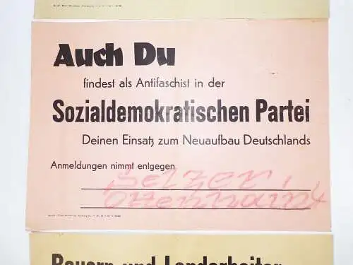 SPD Aushang 3 Stück Sozialdemokraten Politik Einladung 1950er