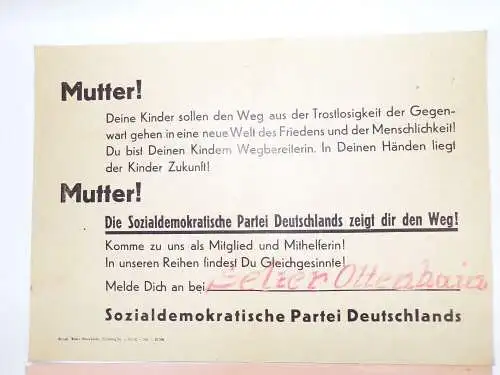 SPD Aushang 3 Stück Sozialdemokraten Politik Einladung 1950er