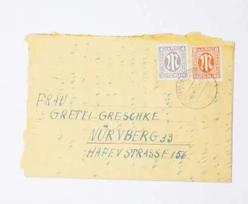 Brief AM Post 15 10 1945 Schwaig nach Nürnberg 