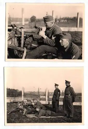 2 x Foto Soldaten mit Maschinengewehr Schießstand 2 Wk WW2