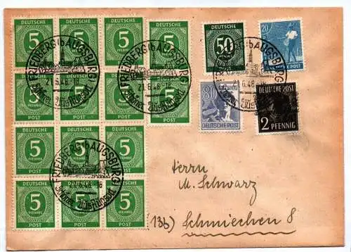 Deutsche Post Friedberg Augsburg Briefkuvert Bayern 1948 Brief