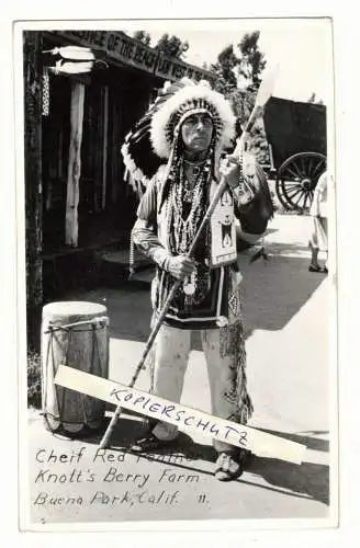 Foto Ak Cheif Red Peather Indianer Knotts Berry Farm Buena Park Californien 