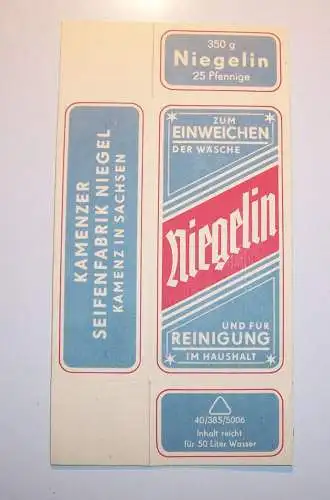 10 schöne Reklame Packungen Niegerlin Wäsche Reinigung Kamenz um 1950 !