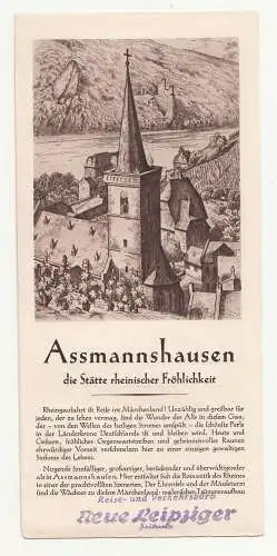 Prospekt Assmannshausen die Stätte der rheinischen Fröhlichkeit  um 1930