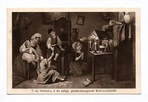 Künstler Ak O du fröhliche, o du selige Kinder singen 1915 Weihnachtszeit