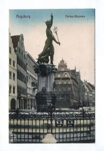 Ak Augsburg Merkur Brunnen Feldpostkarte