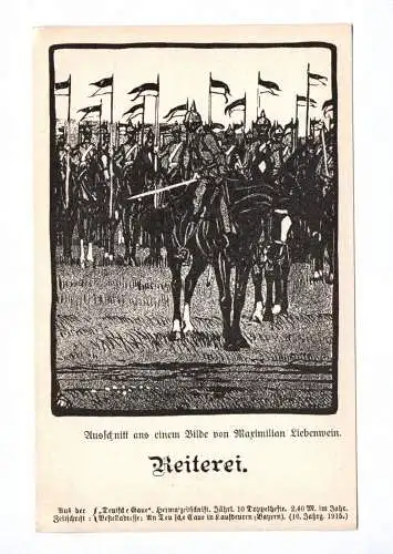 Künstler Ak Ausschnitt taus einem Bilde von Maximilian Liebenwein 1915 Reiterei