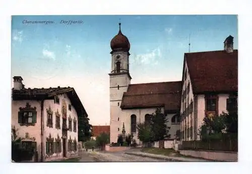 Ak Oberammergau Dorfpartie Kirche 1914