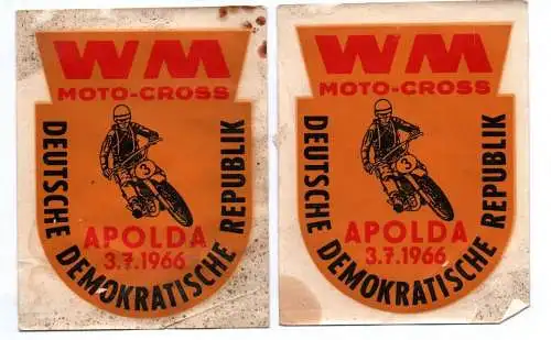 Schiebebild DDR WM Moto Cross Apolda 1966 Abziehbild 2 Stück