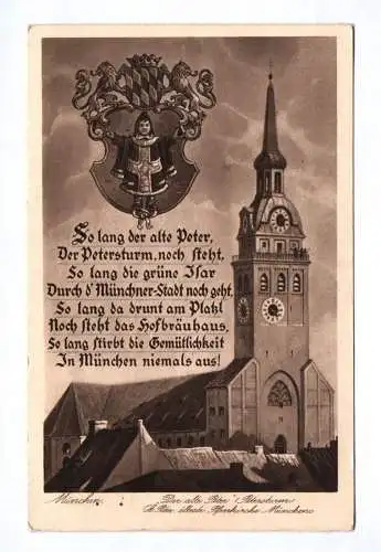 Ak München Der alte Peter Turm Pfarrkirche St. Peter 1937