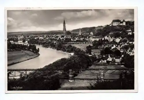 Foto Ak Landshut 1929 Isar Brücke Altstadtpartie