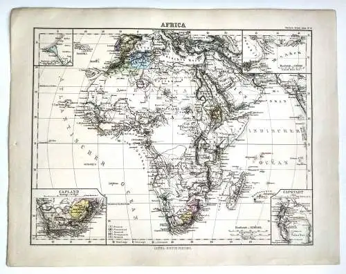 Landkarte Litho Africa um 1865 koloriert Gotha Justus Perthes lithografiert