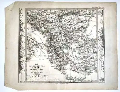 Litho Landkarte Europäische Türkei um 1865 koloriert Gotha Justus Perthes