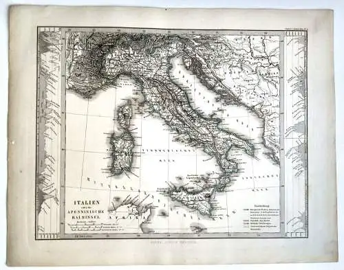 Landkarte Gotha Justus Perthes Italien um 1865 koloriert Litho