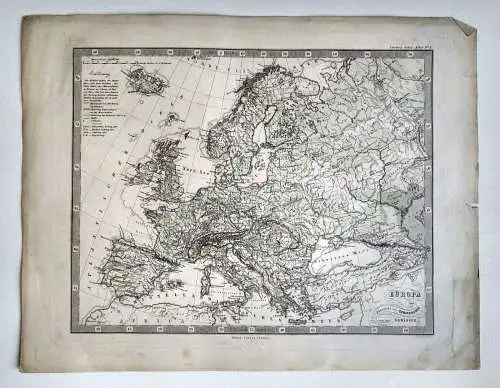 Lithografierte Landkarte Gustus Perthes Gotha um 1865 koloriert Europa