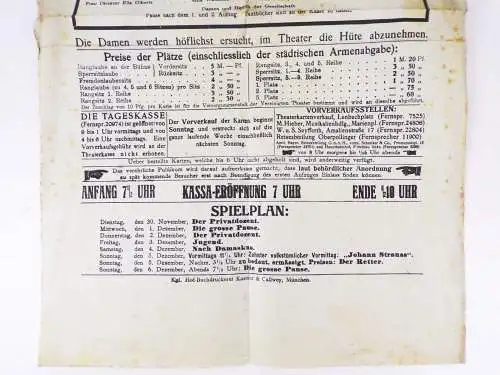 Münchner Schauspielhaus Aushang Mary s großes Herz Romanze 1915