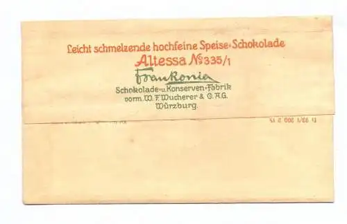 Altes Schokoladenpapier Altessa Schokolade Frankonia Würzburg Jugendstil