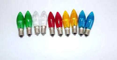 Topkerze 2 Riffelkerzen E10 Schwibbogen Ersatzbirne Kerze Lichterkette Farbe