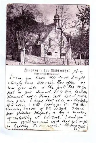 Litho Ak Eingang in das Mühlenthal Röschenrode Wernigerode 1899 Harz