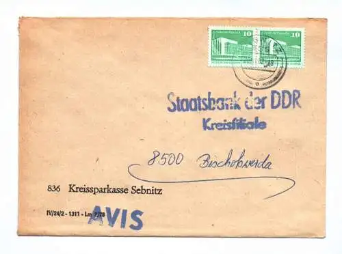 Brief Kreissparkasse Sebnitz 1983 an Staatsbank der DDR