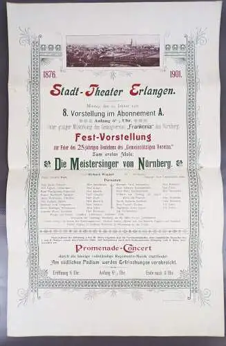 Erlangen Stadttheater Meistersänger von Nürnberg Programm Aushang 1901