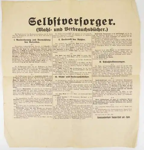 Bautzen Aushang Selbstversorger Mahl Verbrauchsbücher Kommunalverband 1916