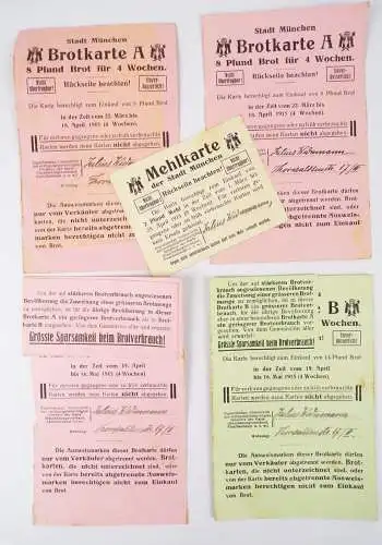 Lebensmittelkarten München 1915 Brotkarte Mehlkarte