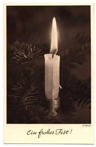 Weihnachtspostkarte Kerzenschein F Ohle Ein frohes Fest Kupfertiefdruck Retro Ak