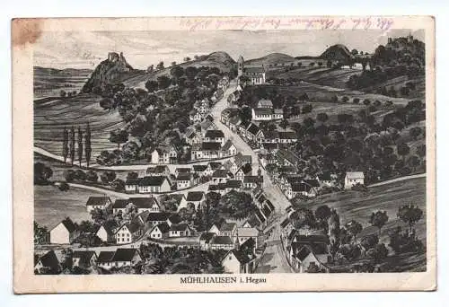 Künstler Ak Mühlhausen in Hegau Feldpost 1918