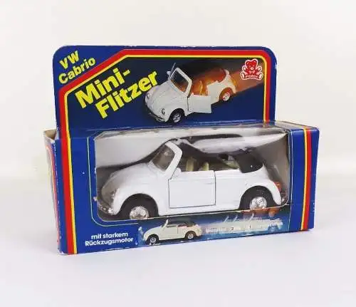 Mini Flitzer VW Cabrio Weiß OVP Modellauto Rückzugsmotor Metallspritzguß
