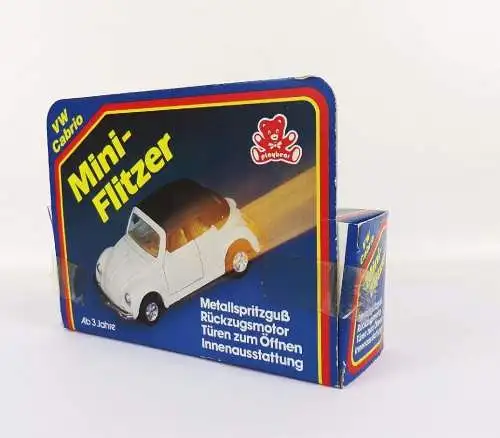 Mini Flitzer VW Cabrio Weiß OVP Modellauto Rückzugsmotor Metallspritzguß