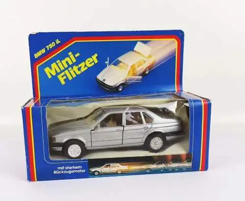 Mini Flitzer BMW 750 iL OVP Modellauto Rückzugsmotor Metallspritzguß