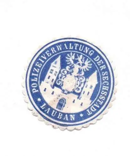 Alte Lauban Siegelmarke Polizei Verwaltung der Sechsstadt Schlesien
