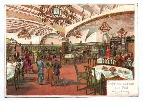 Ak Augsburg Cafe Restaurant zur Post um 1890