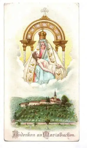 Altes Litho Heiligenbild Andenken an Mariabuchen um 1900