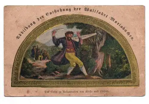 Altes Heiligenbild Abbildung Entstehung der Wallfahrt Mariabuchen um 1890