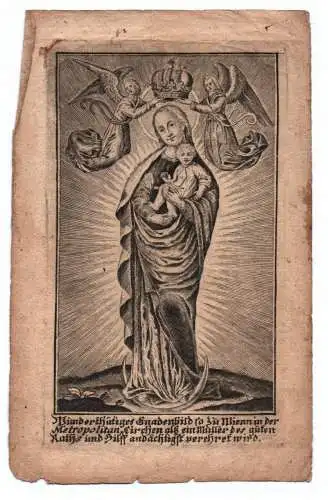 Altes Heiligenbild Gnadenbild Metropolitan Kirche um 1800 holy card