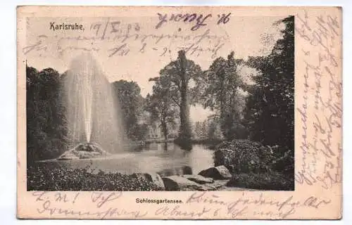 Ak Karlsruhe Schlossgartensee 1903