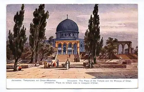 Künstler Ak Jerusalem Tempelplatz mit Omar Moschee