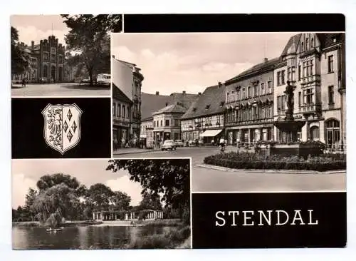 Ak Stendal Hauptbahnhof 1965 Breite Straße mit Haackebrunnen