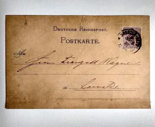 Alte Postkarte Quittung Dresden 1887 Deutsche Reichspost