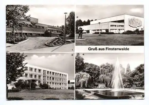 Ak Gruß aus Finsterwalde 1989 Schwimmhalle Springbrunnen